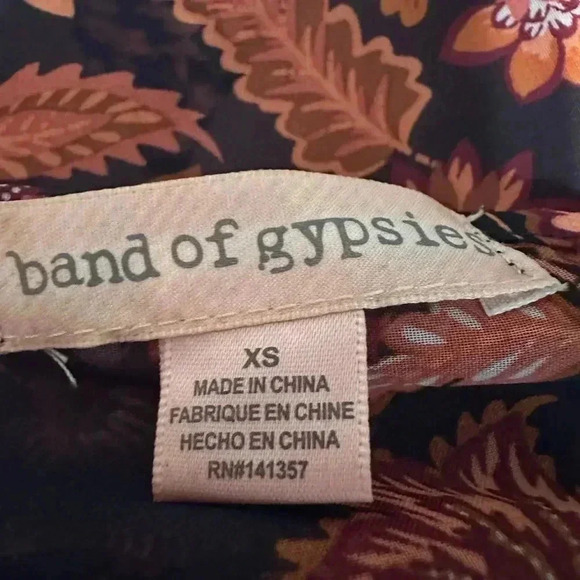 Band of Gypsies orange and blue open front flowy kimono size XS - Picture 9 of 9